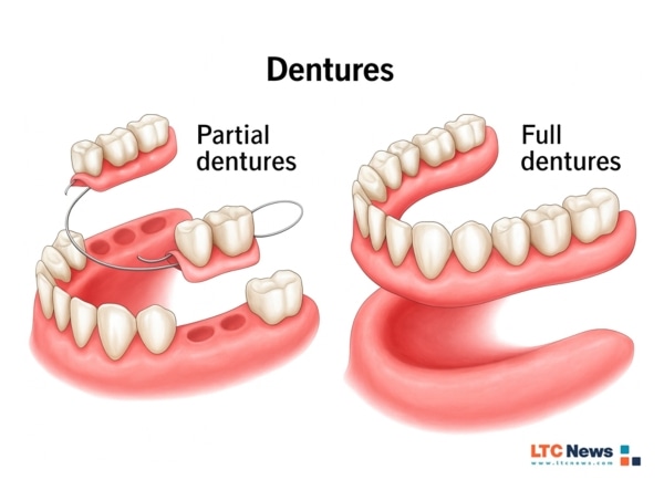 Infographic about the different types of dentures.