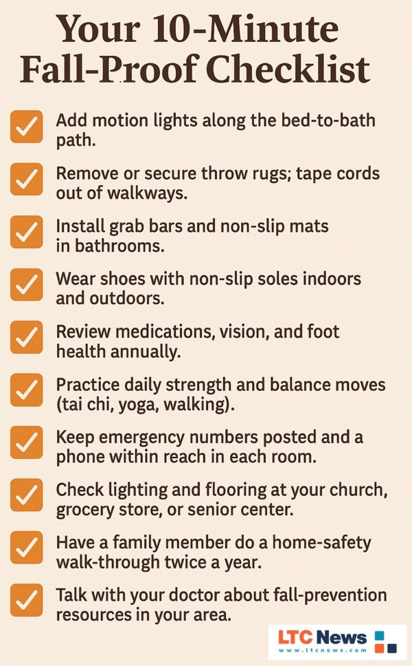 An infographic explaining steps you can take to prevent falls. 