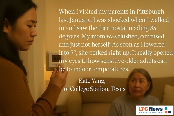 A quote about the dangers of temperature in older adult homes.