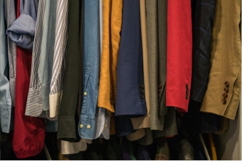 A closet full of clothes.