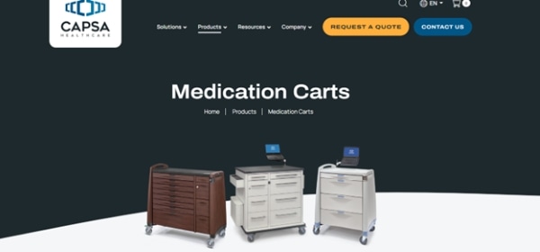A screenshot from Capsa Healthcare medication cart website.