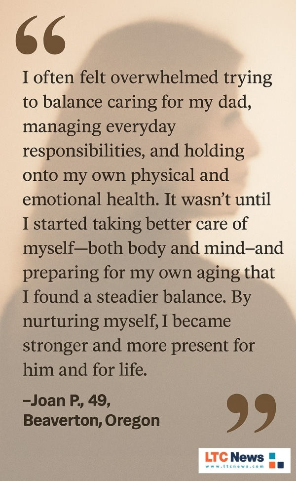 Quote about balancing caregiving responsibilities.