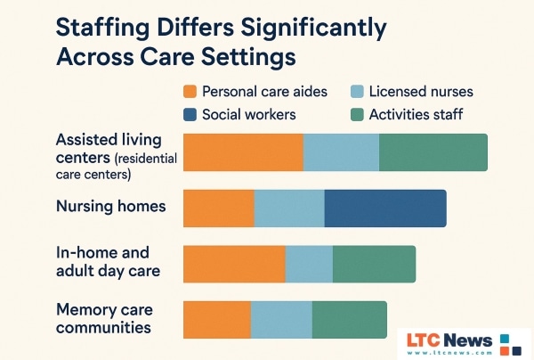 Infographic about staffing rates in different care facilities.