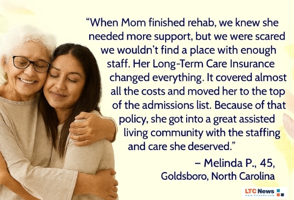 Quote about how Long-Term Care Insurance makes it easier to cover rehab.