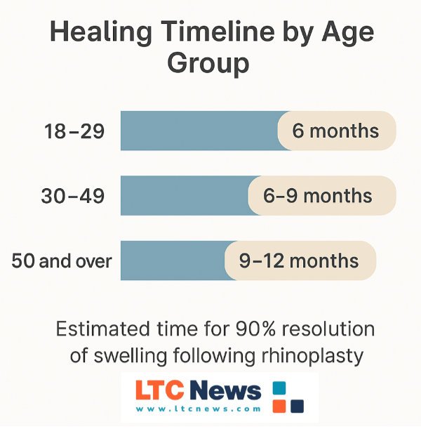 chart on rhinoplasty recovery rates by age