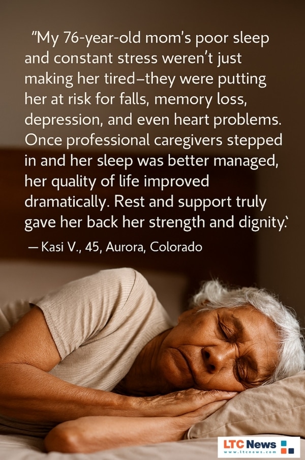 A quote about how proper sleep impacts all areas of life, including helping with fall prevention.