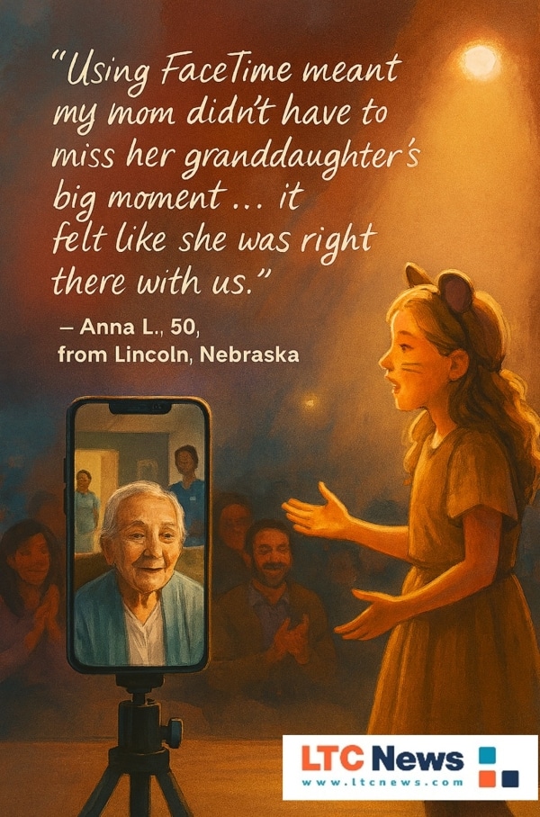 A quote about how technology connects families.