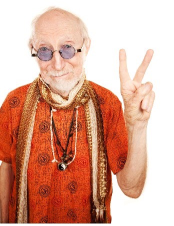 A man holding up a peace sign.