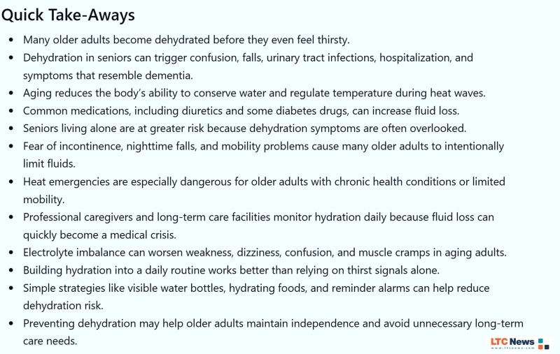 Quick takeaways about aging and dehydration. 