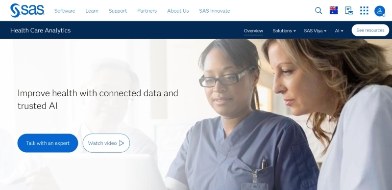 Screenshot of Sas's website.