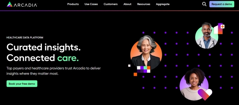 A screenshot of Arcadia's website.