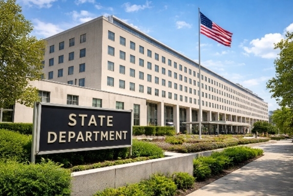 A digital image of a photo of a "state department" somewhere in the U.S.