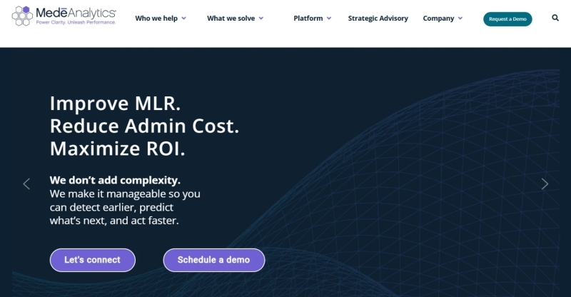 A screenshot of MedeAnalytic's site.